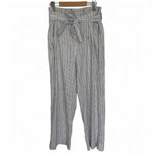 BANANA Republic Linen Pinstripe Tie Front High Rise White Pants Women's Size 8